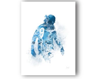 Erling Haaland ART PRINT Manchester City Football Gift Idea Bedroom Office Wall Art Home Decor