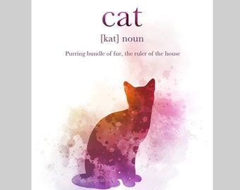 Cat Definition Quote ART PRINT Animal, Pet, Gift, Wall Art, Home Decor