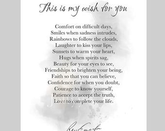 Este es mi deseo para ti, poema de Ralph Waldo Emerson. Lámina artística. Ideas de regalo para la decoración del hogar.