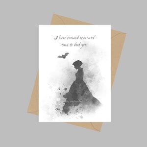 He cruzado océanos de tiempo para encontrarte, Tarjeta de felicitación A5, Cita, Bram Stoker Drácula, Inspirador, Regalo, Blanco y negro