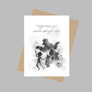 Jungle Book citaat, A5 wenskaart, cadeau, zwart-wit