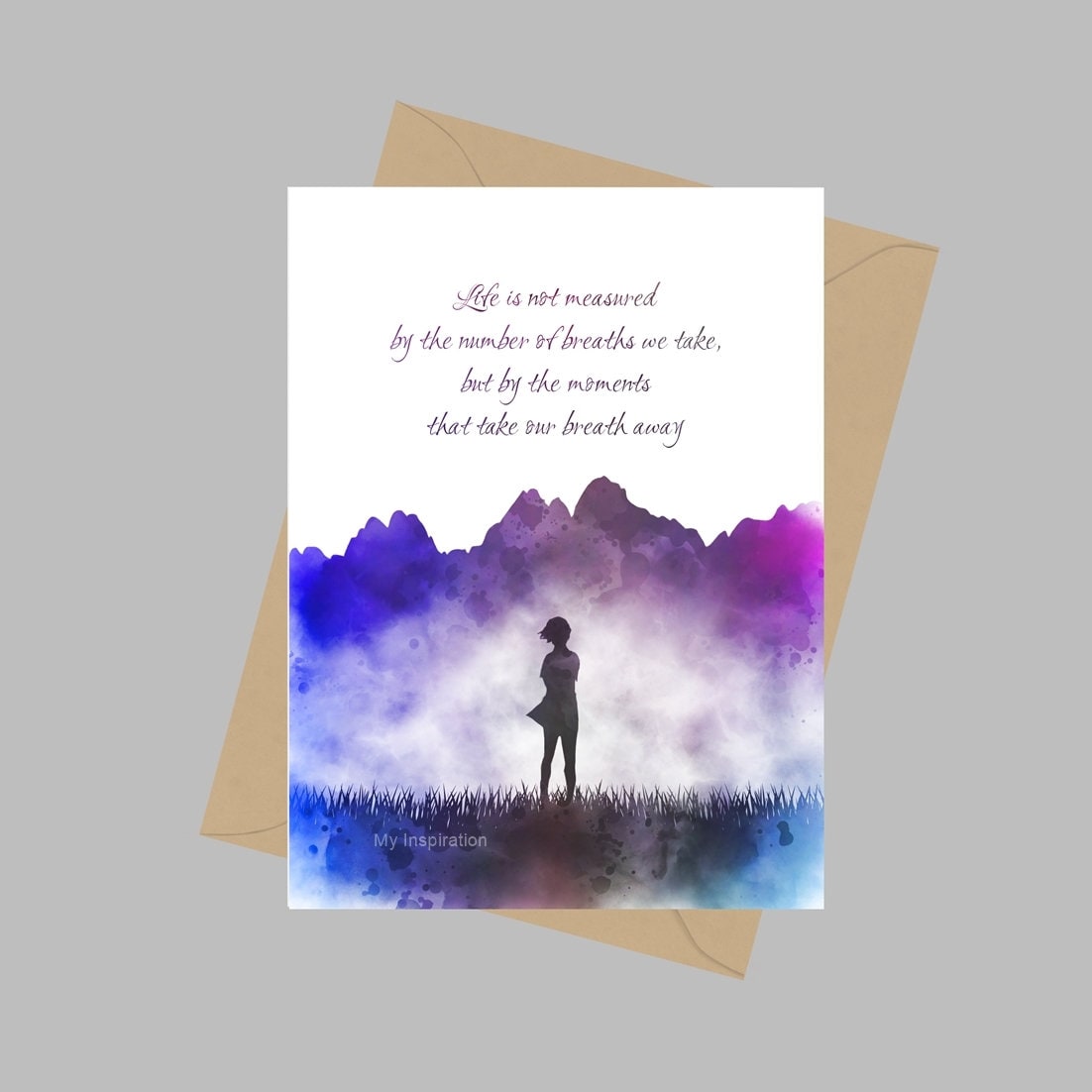 Life is not measured by the number of breaths we take, A5 Greeting Card, Quote, Inspirational, Motivational, Gift