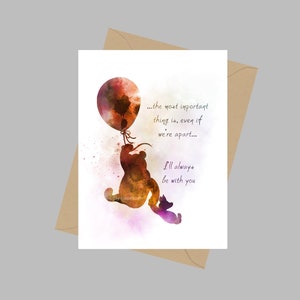 Winnie the Pooh Quote, Biglietto di auguri A5, Palloncino, Regalo