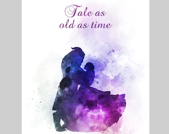 Beauty and the Beast Dance Quote ART PRINT Tale as old as time, Gift, Princess, Wall Art, Home Decor