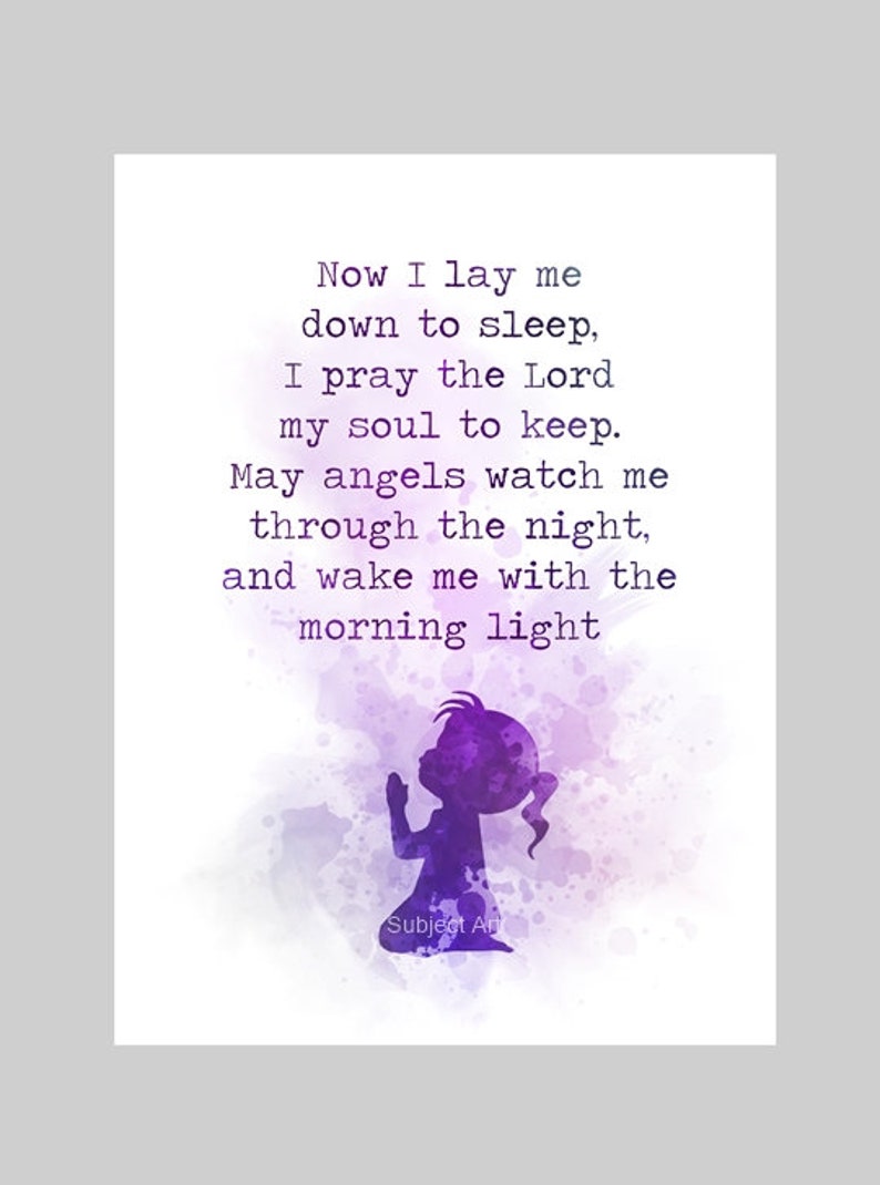 Now I Lay Me Down to Sleep ART PRINT Quote Bedtime Prayer Etsy