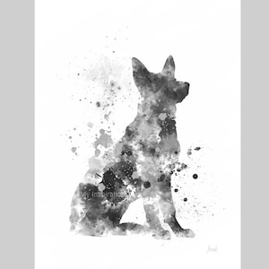 German Shepherd ART PRINT Dog, Animal, Gift, Wall Art, Home Decor, Black and White