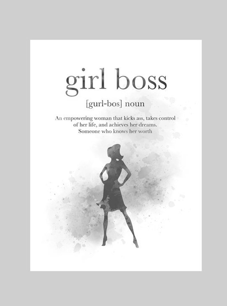 Black and White Wall Art Home Decor Girl Boss Definition Quote ART PRINT Gift