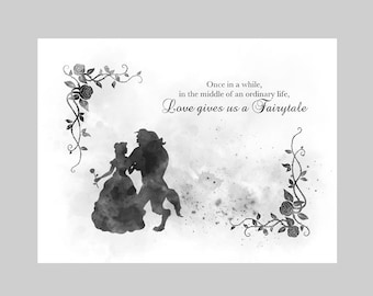 Beauty and the Beast Quote ART PRINT Princess Love Gift - Etsy
