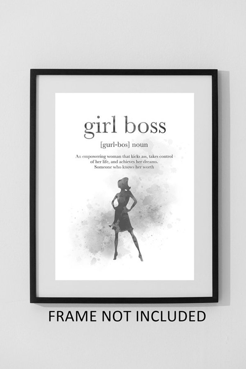 Black and White Wall Art Home Decor Girl Boss Definition Quote ART PRINT Gift