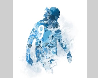 Erling Haaland ART PRINT Manchester City Football Gift Idea Bedroom Office