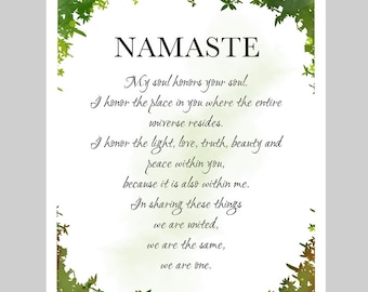 Namaste Definition ART PRINT Yoga Meditation Wall Art, Home Decor, Gift Idea