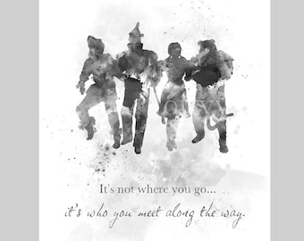 Cytat z Czarnoksiężnika z Krainy Oz, wydruk artystyczny To, kogo spotykasz na swojej drodze, prezent, pokój dziecięcy, inspirujący, sztuka ścienna, wystrój domu, sypialnia, czarno-biały