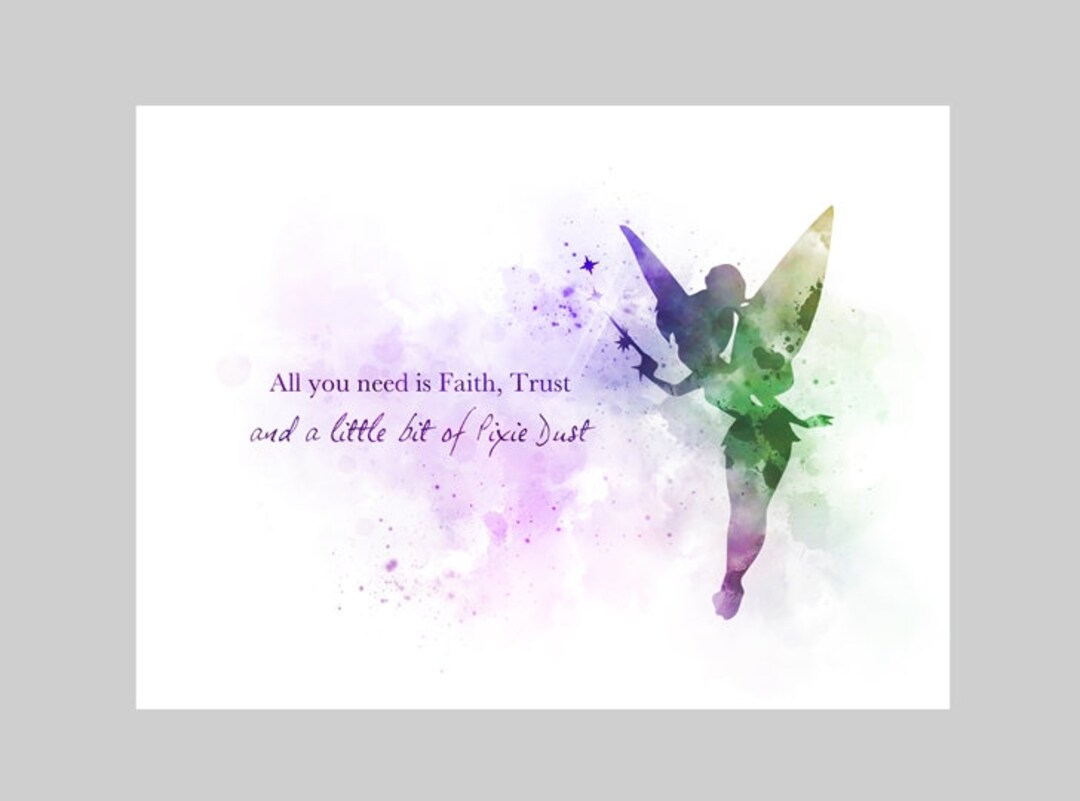 Tinker Bell Quote ART PRINT Peter Pan, Fairy, Nursery, Gift, Wall Art