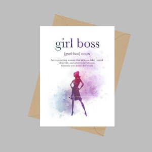 Girl Boss Definition Zitat, A5 Grußkarte, Geschenk
