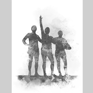The Holy Trinity ART PRINT Manchester United, George Best, Denis Law, Bobby Charlton, Football, Sport, Gift, Wall Art, Black and White