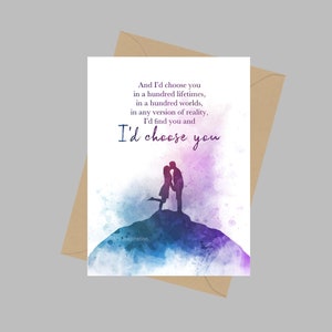 Et je vous choisirais dans cent vies, carte de vœux A5, devis, mariage, romantique, inspirant, cadeau