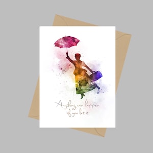 Citation de Mary Poppins, carte de voeux A5, tout peut arriver si vous le permettez, cadeau