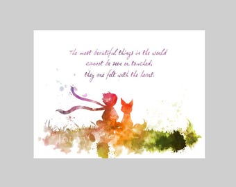 The most beautiful things in the world cannot be seen or touched, they are felt with the heart Quote ART PRINT Nursery, Gift, Wall Art