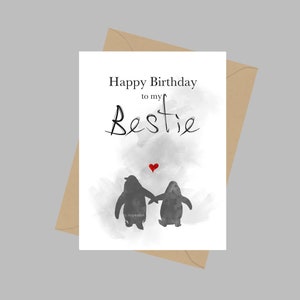 Cartão de feliz aniversário para meu melhor amigo, cartão A5, melhor amigo, aniversário de melhor amigo, cartão de melhor amigo, pinguim, pinguins, ideias para presentes