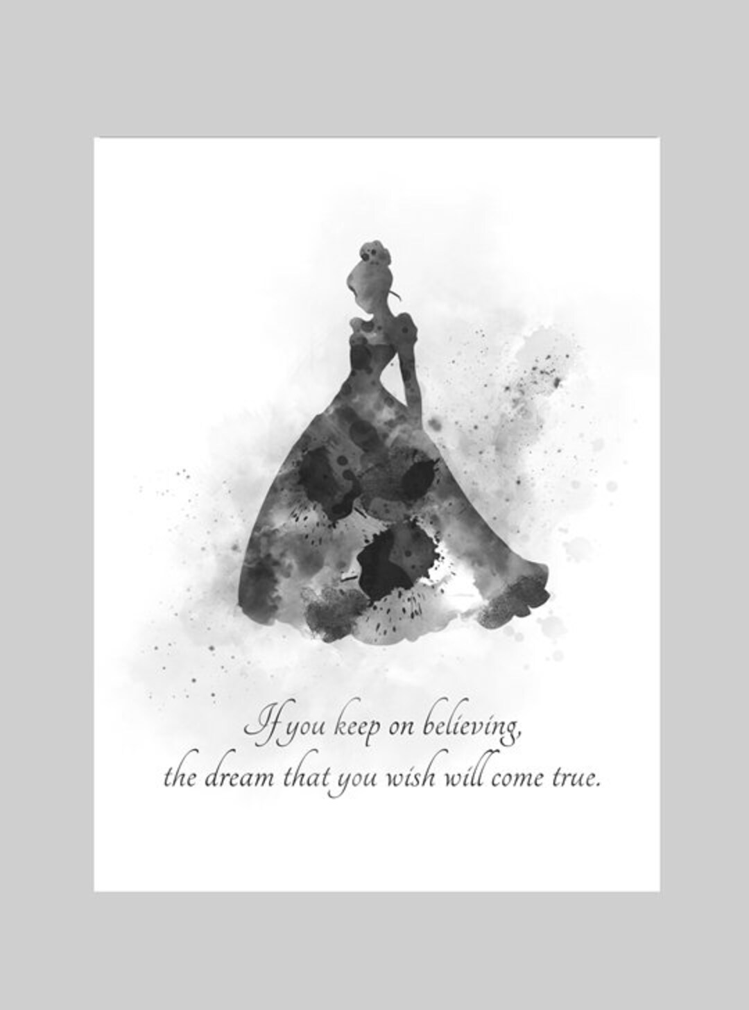 Cinderella Quote ART PRINT Dream, Wish, Princess, Dress, Nursery, Gift