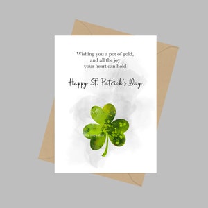 Bonne Saint-Patrick, carte de vœux A5, vous souhaitant un pot d’or et toute la joie que votre cœur peut contenir, irlandais, Irlande, célébration