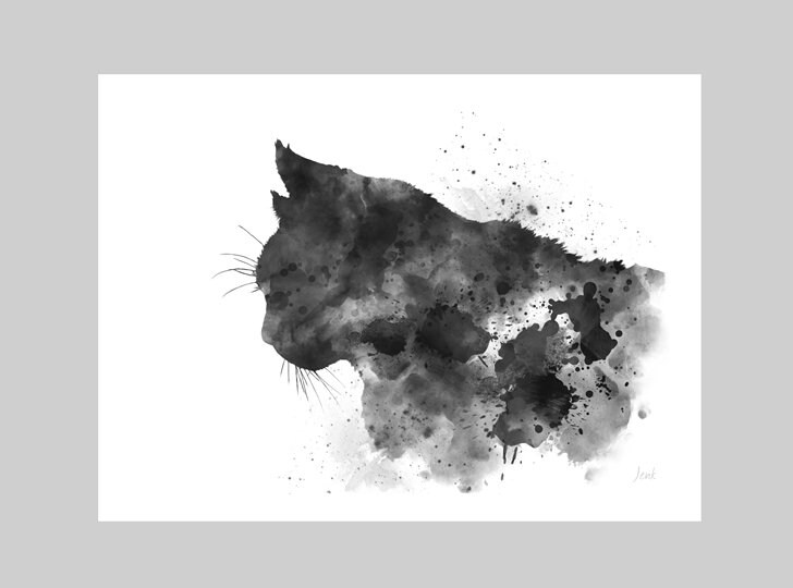 Cat Watercolour Illustration Art Print Animal Gift Wall Art Etsy