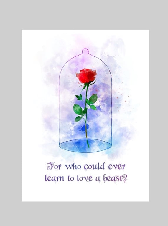 Enchanted Rose Quote Art Print Beauty And The Beast Love Etsy