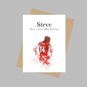 Thierry Henry Personalisierte Karte, A5 Grußkarte, Geburtstag, Arsenal, Karte für Papa, Bruder, Sohn, Onkel, Opa, Fußball, Fußball, Geschenk