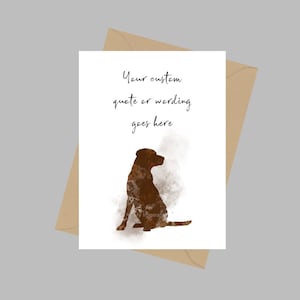 Chien labrador personnalisé, carte de voeux A5, brun chocolat, amoureux des animaux de compagnie, commémoration, souvenir, je pense à vous, idées cadeaux en cas de perte d'un animal de compagnie, sympathie