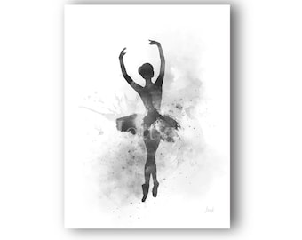 Ballerina ART PRINT Ballet Dancer, Dance, Gift for her, Wall Art, Home Decor, Bedroom, Office, Black and White