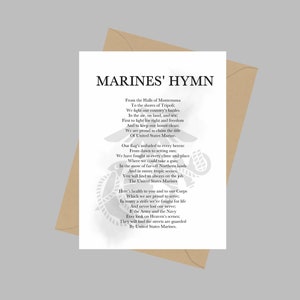 Marine Corps Hymn, A5-wenskaart, American Veteran Armed Forces, patriottisch, militair, VS, cadeau-idee