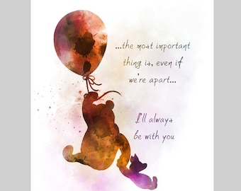 Winnie the Pooh Quote ART PRINT, Balloon, Piglet, Nursery, Gift, Wall Art, Home Decor