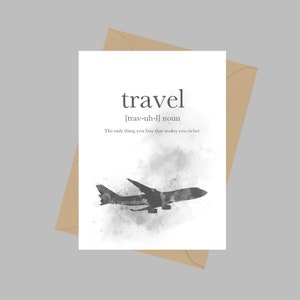 Reise Definition Zitat, A5 Grußkarte, Geschenk, schwarz weiß