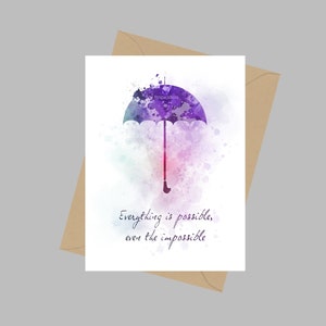 Mary Poppins Quote, Biglietto di auguri A5, Tutto è possibile, Anche l'impossibile, Ombrello