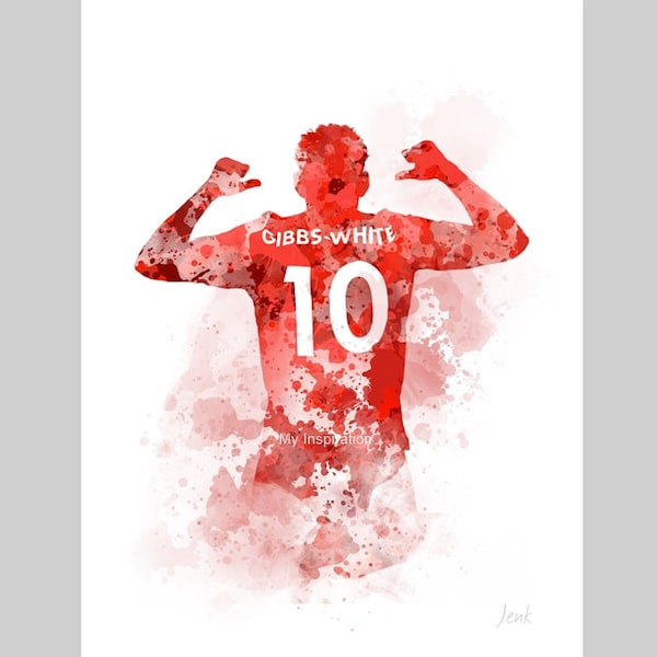 Morgan Gibbs-White ART PRINT Nottingham Forest, Football, Sport, Gift, Wall Art, Home Decor