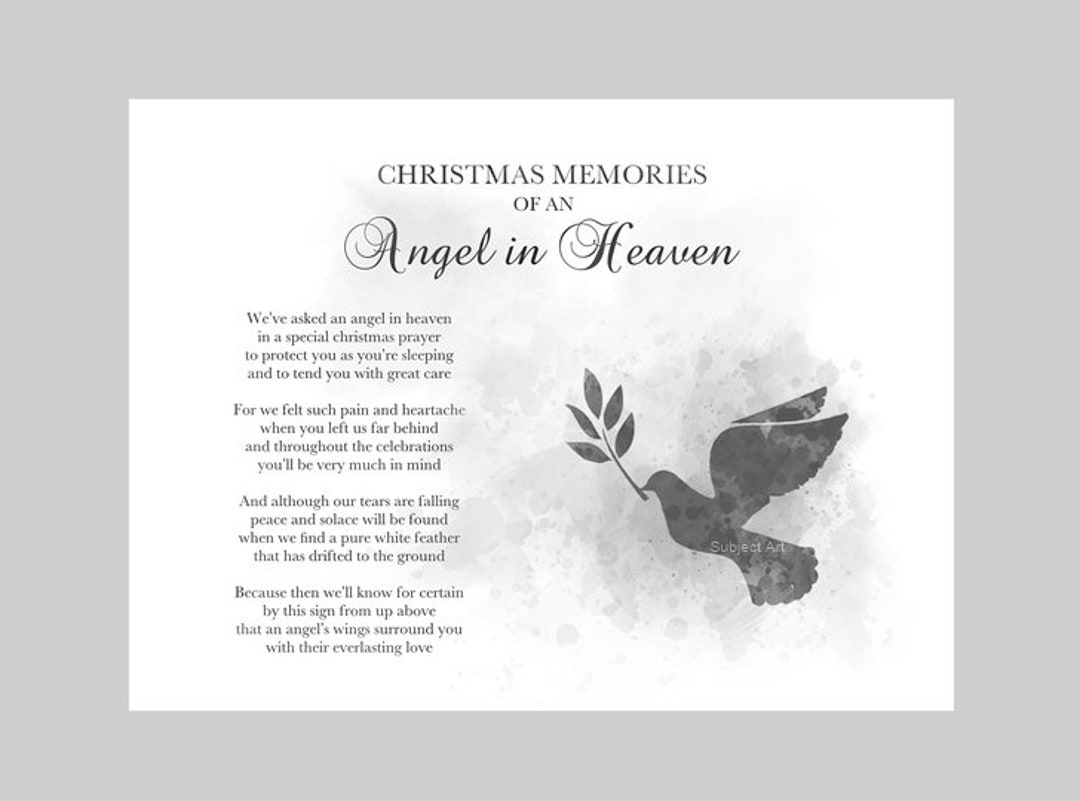 Christmas Memories of an Angel in Heaven ART PRINT Poem, Memorial