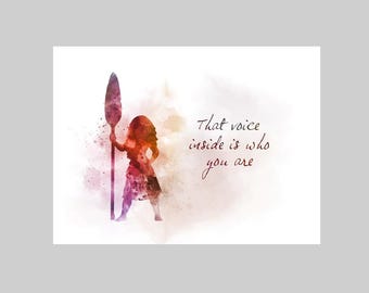 Moana Quote ART PRINT That Voice Inside Is Who You Are, Nursery, Princess, Inspirational, Motivational, Gift, Wall Art, Home Decor, Bedroom