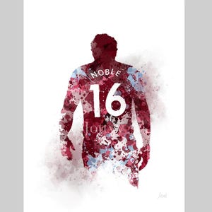 Mark Noble ART PRINT West Ham United, Football, Sport, Gift, Wall Art, Home Decor