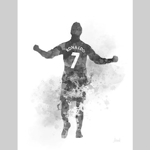 Cristiano Ronaldo ART PRINT Manchester United, Football, Legend, Sport, Gift, Wall Art, Home Decor, Black and White
