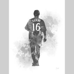 Roy Keane ART PRINT Manchester United, Football, Sport, Gift, Wall Art, Home Decor, Black and White