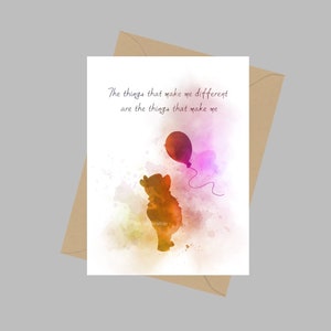 Winnie l’ourson Citation, Carte de vœux A5, Ballon, Inspiration, Cadeau