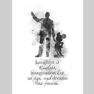 Walt Disney Mickey Mouse Quote ART PRINT Nursery, Gift, Wall Art, Home Decor, Black and White