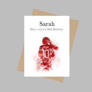 Tarjeta personalizada Katie Zelem, tarjeta de felicitación A5, cumpleaños, Manchester United, tarjeta para hija, nieta, fútbol, regalo