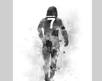George Best ART PRINT Manchester United, Fútbol, Deporte, Regalo, Arte de pared, Decoración del hogar, Blanco y negro
