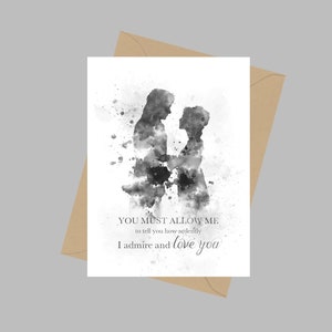 Pride and Prejudice Quote, A5 Wenskaart, Jane Austen, Cadeau, Zwart-Wit