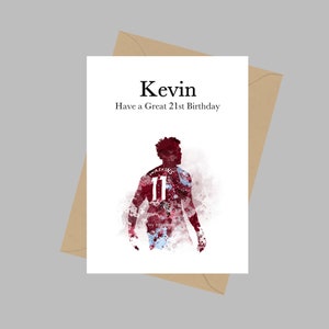 Carte personnalisée Ollie Watkins, carte de voeux A5, anniversaire, Aston Villa, carte pour fils fille petit-fils, football, football, cadeau