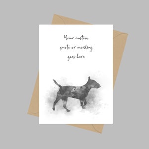 Gepersonaliseerde Bull Terrier Dog A5 Wenskaart Dierenliefhebber, Memorial Remembrance, Thinking Of You, Pet Loss, Gift Ideas Sympathy Memory, B & W