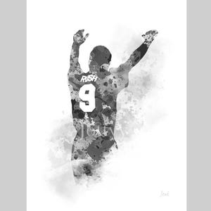 Ian Rush ART PRINT Liverpool, Legend, Football, Sport, Gift Idea, Wall Art, Home Decor, Bedroom, Office, Black and White