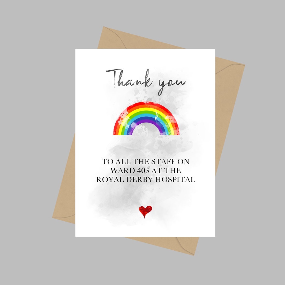 Personalised Thank You Card, A5 Greeting Card, Card For Hospital, Nurses, Doctors, Card for Keyworker, Hospital Ward, Care Support Worker