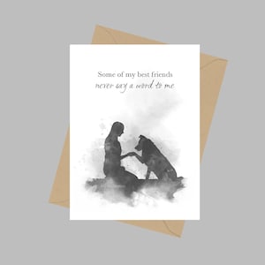 Sommige van mijn beste vrienden zeggen nooit een woord tegen mij Quote, A5 Wenskaart, Hond, Huisdier, Inspirerend, Cadeau, Zwart en Wit
